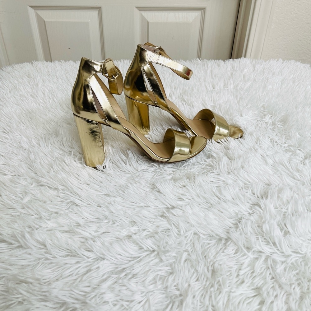 Women's Botkier Open Toe Metallic Gold Dress Sandals Heels Size 10